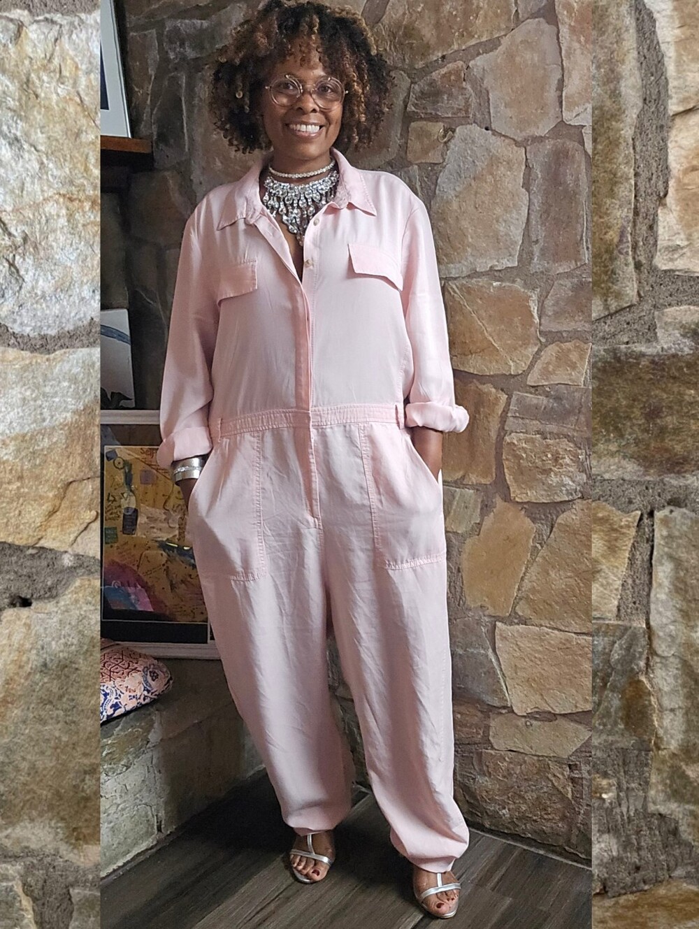 Banana Republic Pink Tencel Utility Jumpsuit Size 20